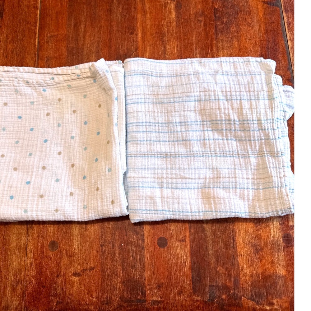 aden by aden + anais Swaddle Blankets Baby 40x40 White Blue Good Cotton Muslin 2